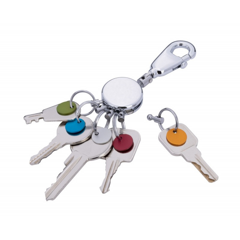 Brelok TROIKA Patent Colour, z karabińczykiem, na 5 kluczy, kolorowe znaczniki, stalowy