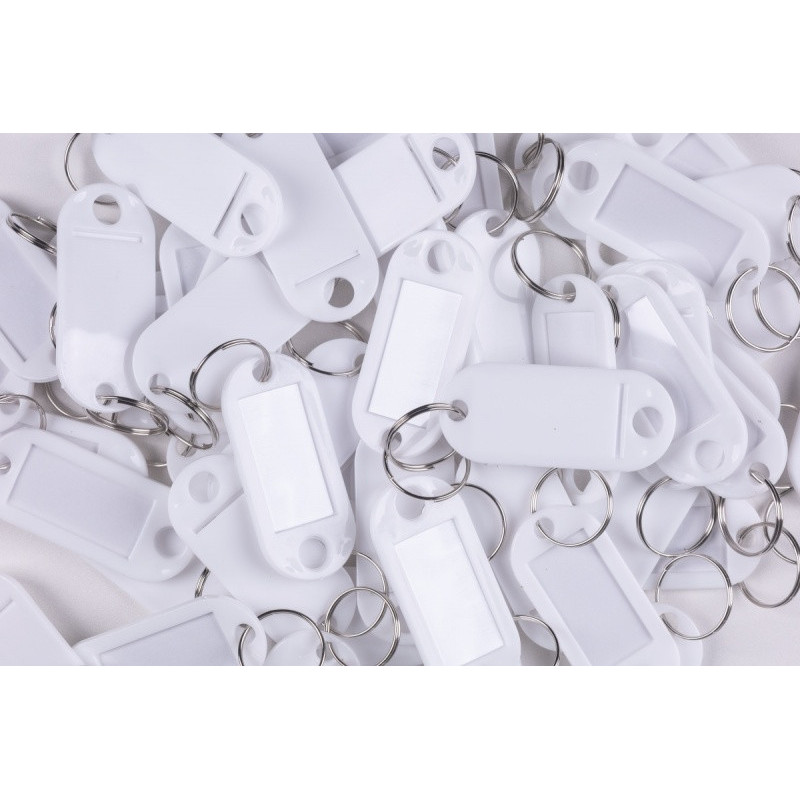 Zawieszki na klucze Q-CONNECT, 50x22mm, 100 szt., białe