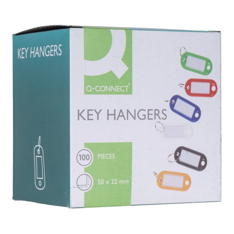 Zawieszki na klucze Q-CONNECT, 50x22mm, 100 szt., białe