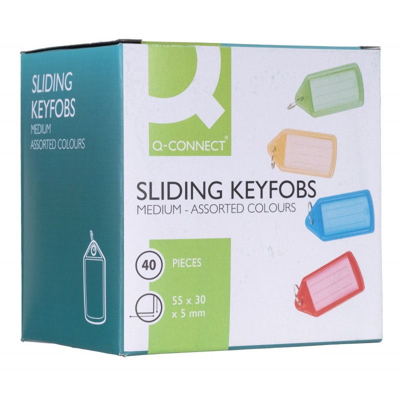 Zawieszki na klucze Q-CONNECT, 55x30mm, 40 szt., mix kolorów