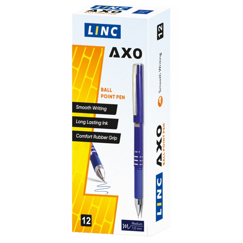 Długopis LINC Axo, śr. kulki 0,7mm, gr. linii 0,3mm, biała obudowa, niebieski
