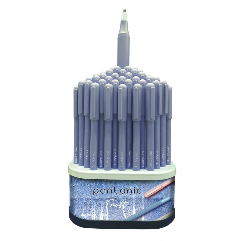 Display długopisów LINC Pentonic Frost, śr. kulki 0,7mm, gr. linii 0,3mm, 100 szt., niebieski