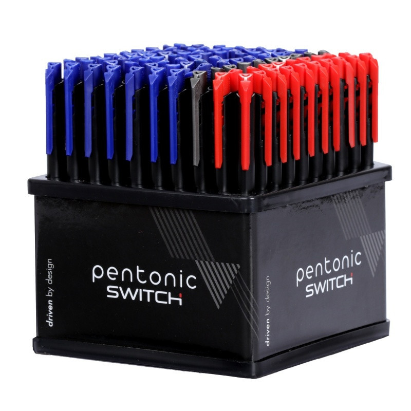 Display długopisów LINC Pentonic Switch, śr. kulki 0,7 mm, gr. linii 0,3 mm, 100 szt., mix kolorów