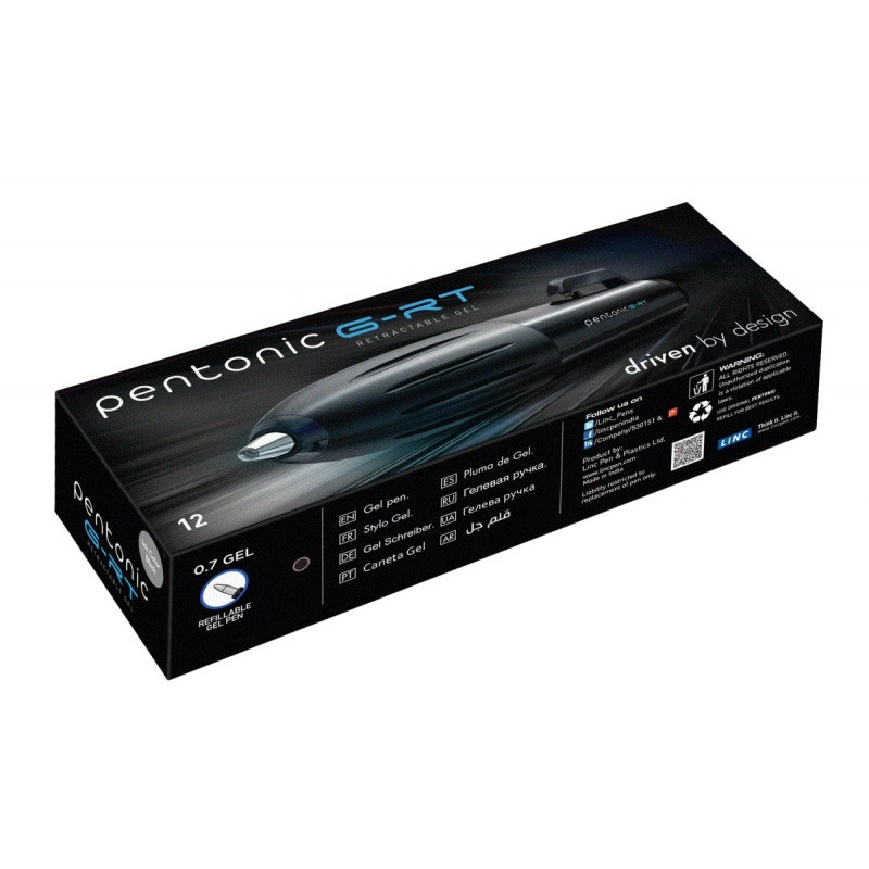 Długopis żelowy LINC Pentonic GRT, śr. kulki 0,7mm, czarny