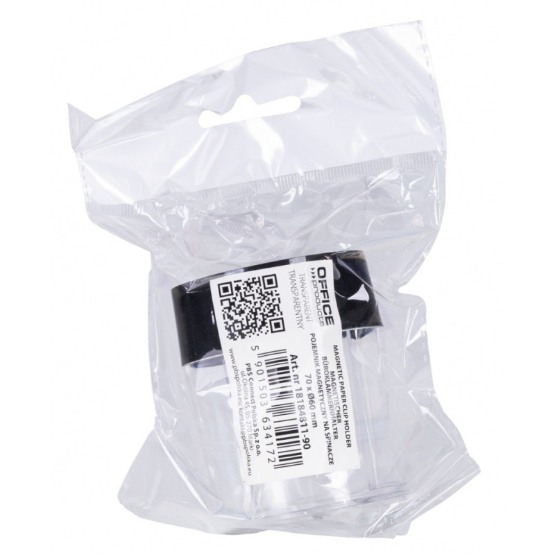 Pojemnik magnetyczny na spinacze OFFICE PRODUCTS, okrągły, pusty, transparentny