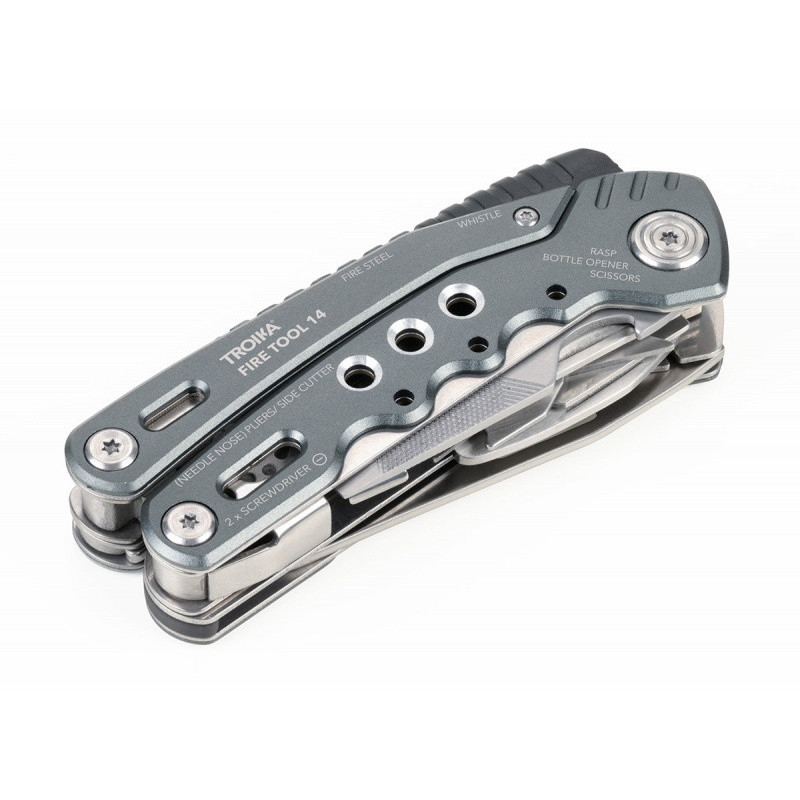 Narzędzie wielofunkcyjne TROIKA Fire Tool, 14 funkcji, szary