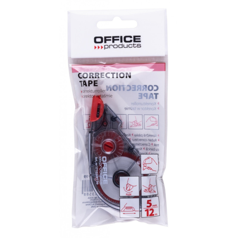 Korektor w taśmie OFFICE PRODUCTS, myszka, z mech. zabezpieczającym taśmę, 5mm x 12m, zawieszka