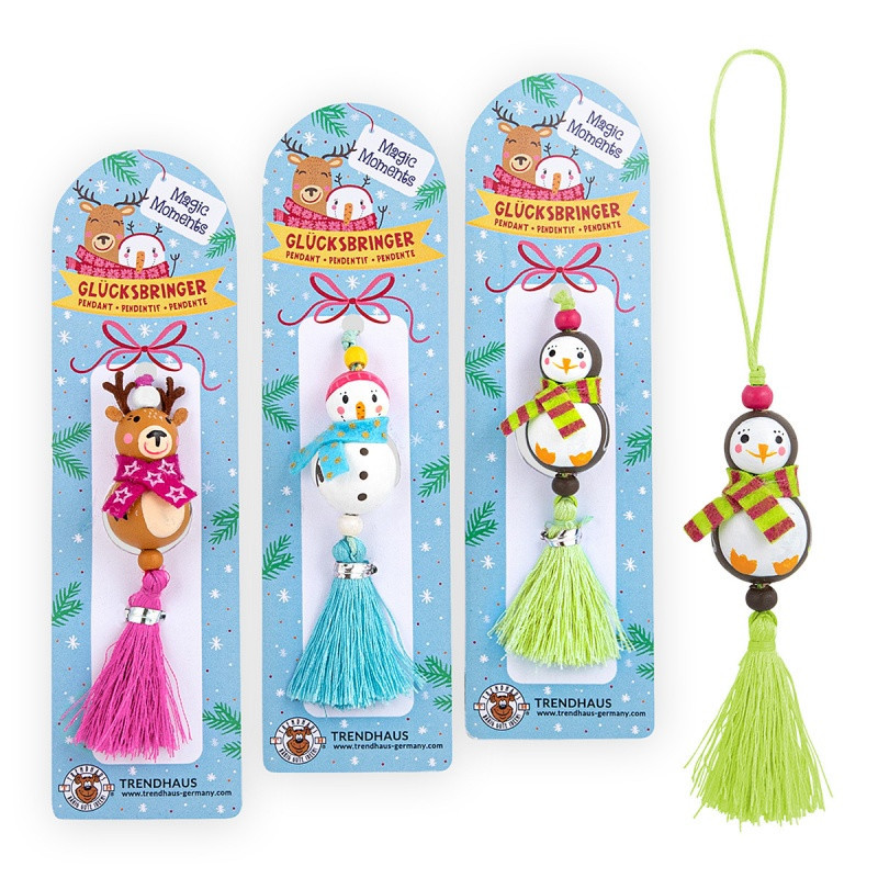 Mini drewniany breloczek na szczęście TRENDHAUS MM, mix kolorów