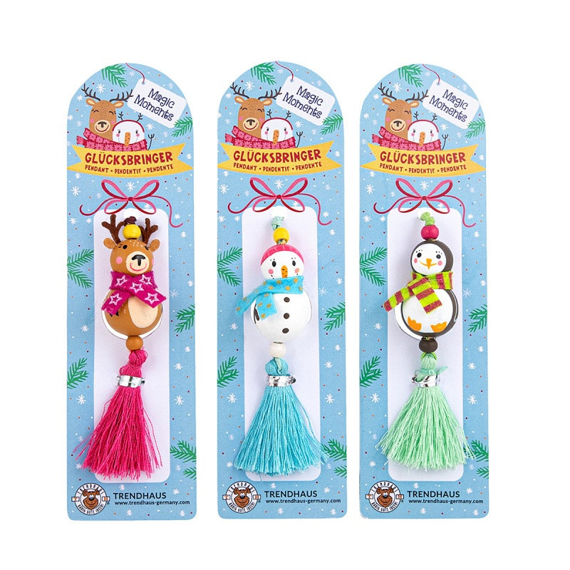 Mini drewniany breloczek na szczęście TRENDHAUS MM, mix kolorów