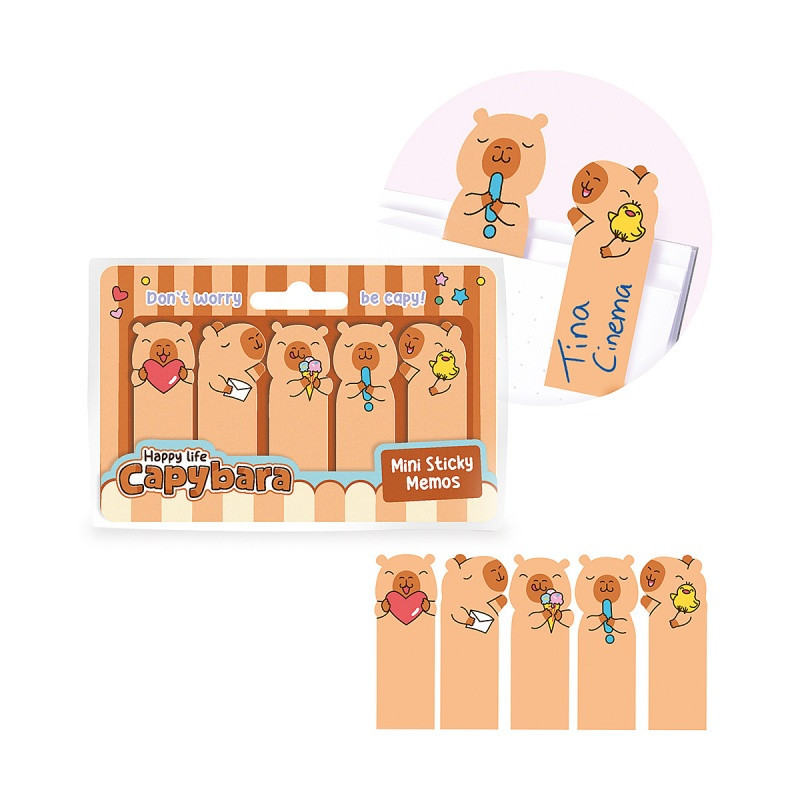 Karteczki samoprzylepne TRENDHAUS CP HL-5, z kapibarą, 5×30kart., mix kolorów