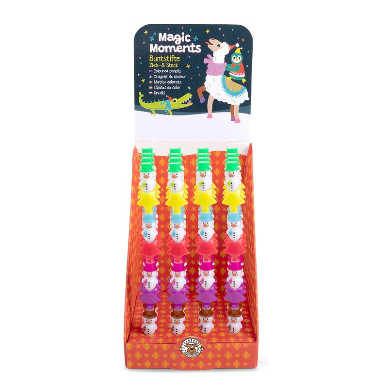 Kredki przekładane TRENDHAUS MM, bałwanek i gwiazdka, 7 szt., mix kolorów