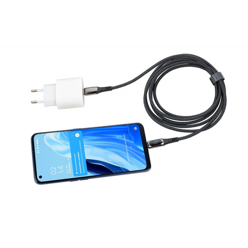 Kabel ładujący TROIKA Speedy XL, 2m, przejściówka USC-C na lightning, czarny