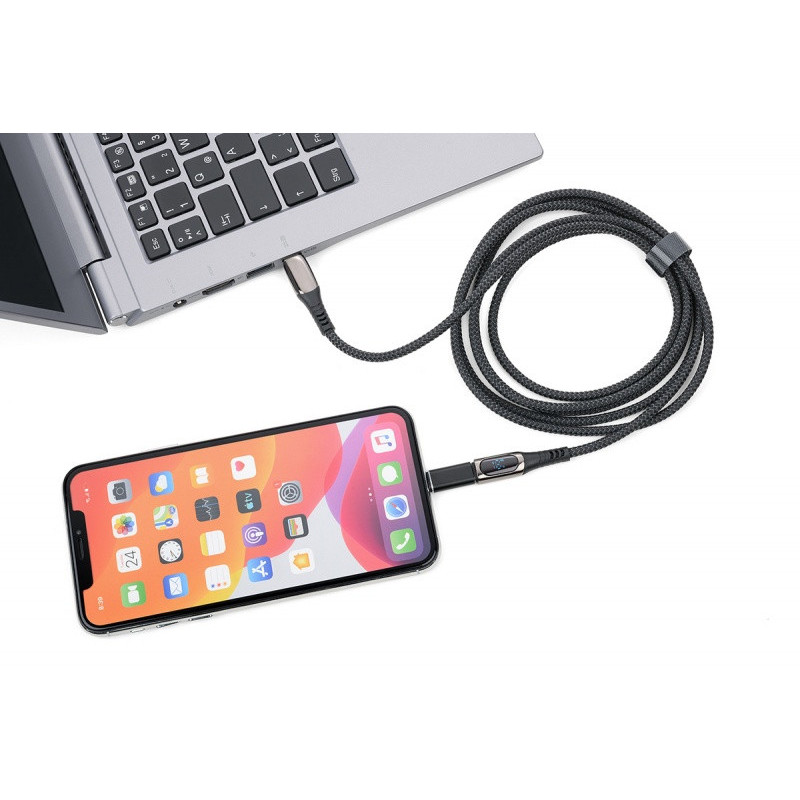 Kabel ładujący TROIKA Speedy XL, 2m, przejściówka USC-C na lightning, czarny