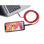 Kabel ładujący TROIKA Speedy XL, 2m, przejściówka USC-C na lightning, czerwony