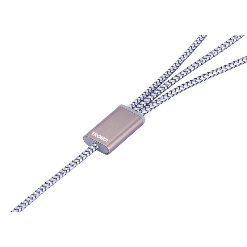 Kabel ładujący TROIKA Dreizack, 1m, 3w1, szary
