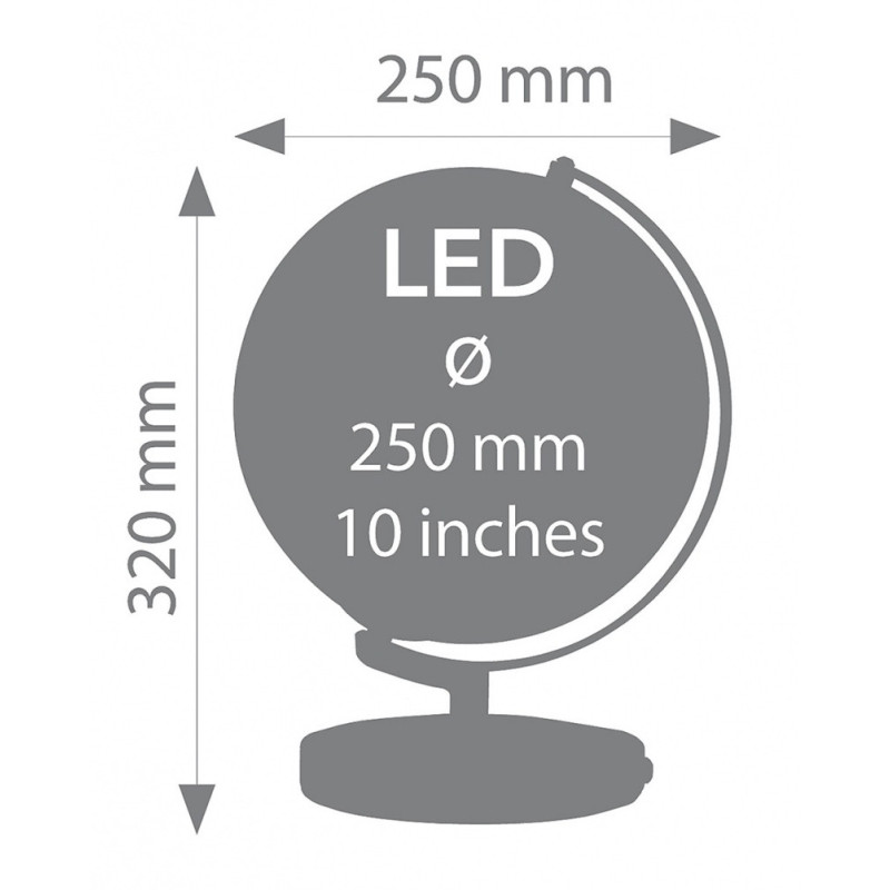 Globus TROIKA Terra Light, śr. 25cm, metalowa podstawa, czarno-srebrny