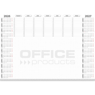 Podkładka na biurko OFFICE PRODUCTS, planer 2026/2027, biuwar 594x420mm A2 ,52k., biała