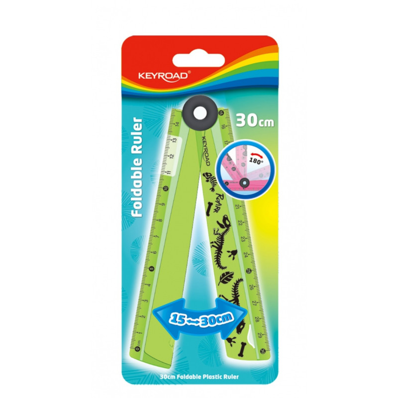 Cyrkola KEYROAD, linijka 15-30cm + kątomierz + cyrkiel w jednym, zawieszka, mix kolorów