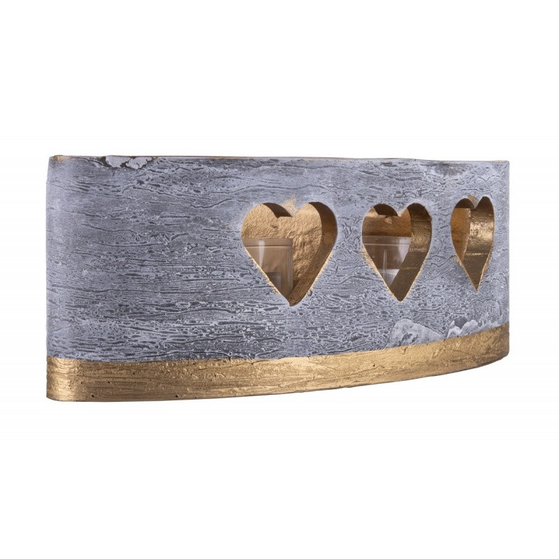 Lampion owal DONAU HOME Golden Heart, 270x95mm, grafitowy