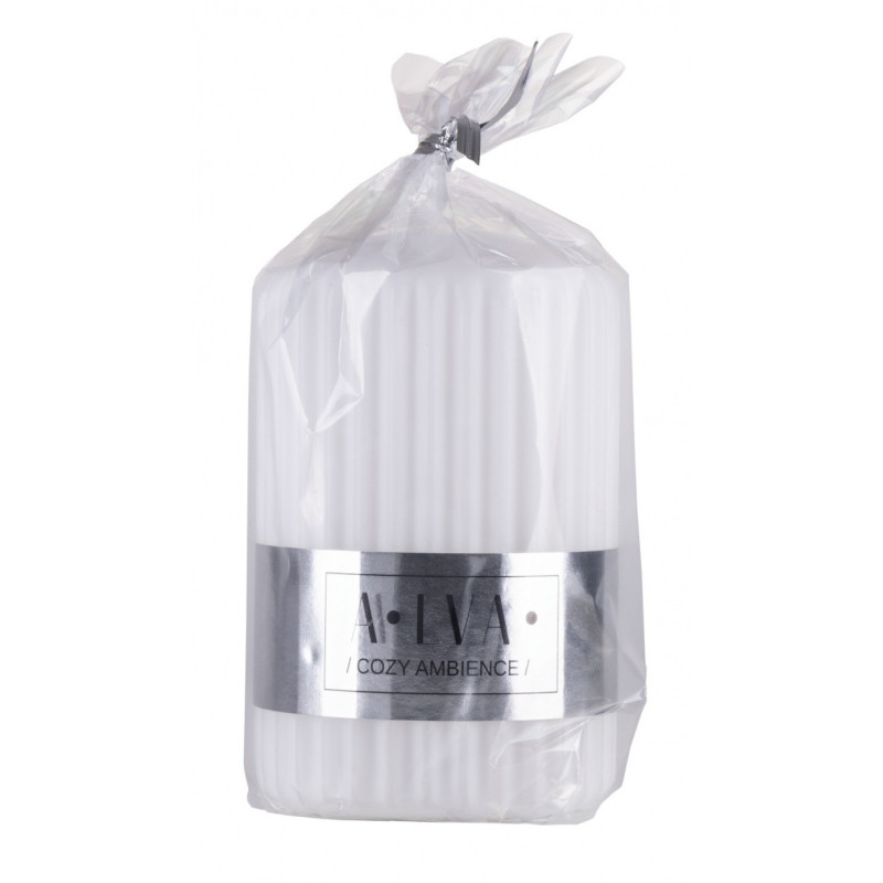 Świeca słupek ryflowana DONAU HOME Alva, 60x90mm, biały