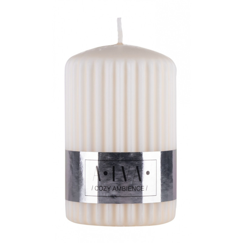 Świeca słupek ryflowana DONAU HOME Alva, 60x90mm, kremowy
