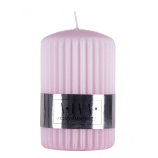 Świeca słupek ryflowana DONAU HOME Alva, 60x90mm, różowy