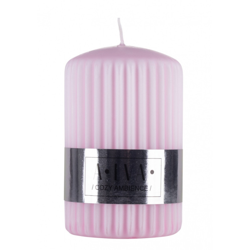 Świeca słupek ryflowana DONAU HOME Alva, 60x90mm, różowy