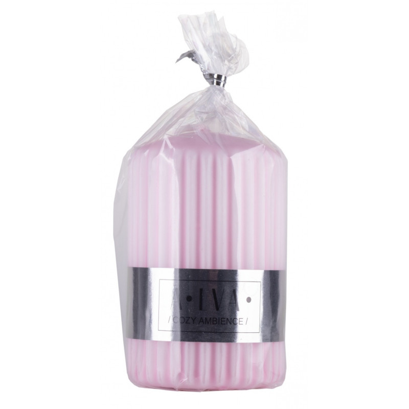 Świeca słupek ryflowana DONAU HOME Alva, 60x90mm, różowy