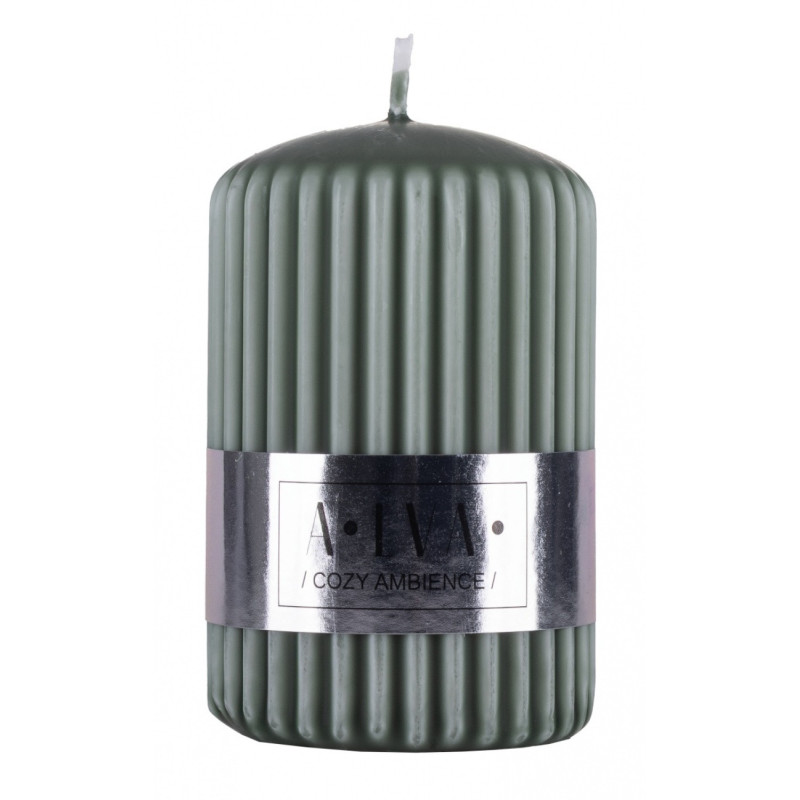 Świeca słupek ryflowana DONAU HOME Alva, 60x90mm, zielony