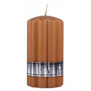 Świeca słupek ryflowana DONAU HOME Wave, 70x130mm, karmelowy