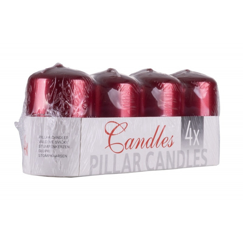 Świeca słupek DONAU HOME Adwent Lakier, 50x80mm, 4 szt., czerwony połysk