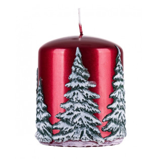 Świeca słupek DONAU HOME Frozen Dreams, 70x90mm, czerwony