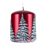 Świeca słupek DONAU HOME Frozen Dreams, 70x90mm, czerwony