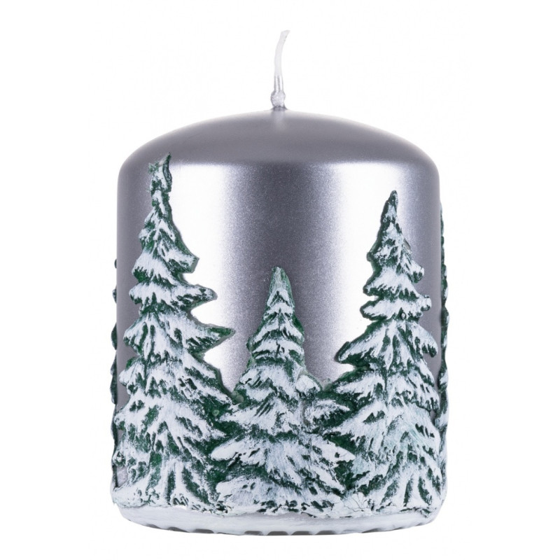 Świeca słupek DONAU HOME Frozen Dreams, 70x90mm, srebrny