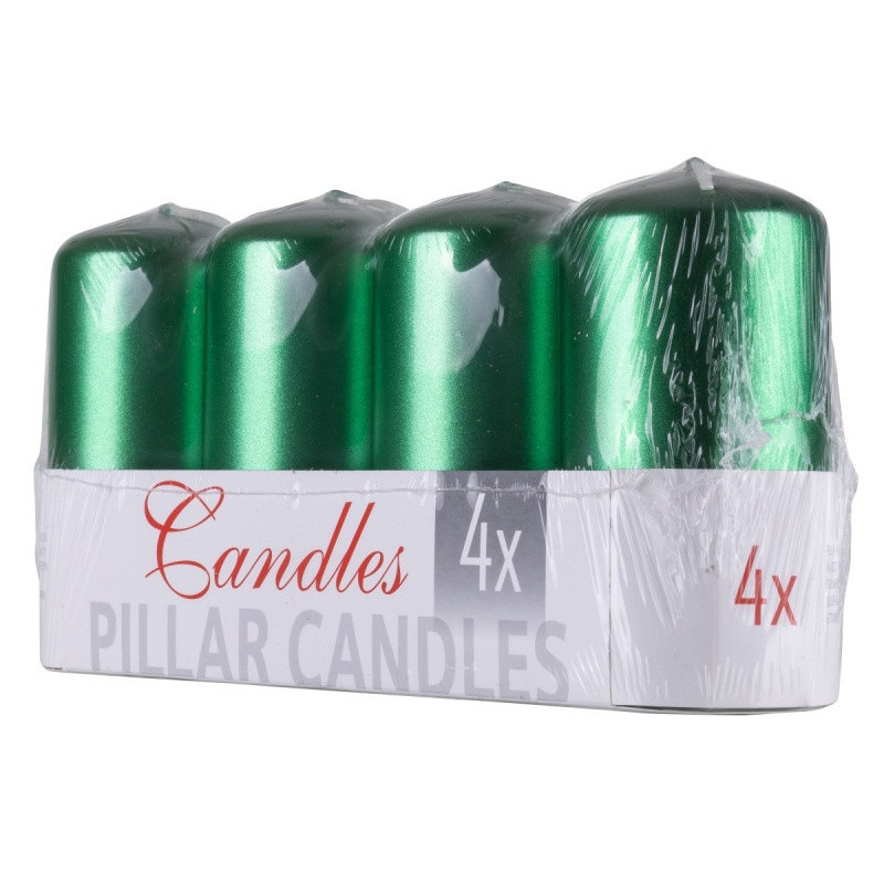 Świeca słupek DONAU HOME Standard Lakier, 50x100mm, 4 szt., zielony metaliczny połysk