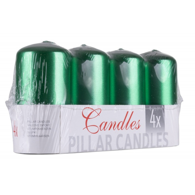 Świeca słupek DONAU HOME Standard Lakier, 50x100mm, 4 szt., zielony metaliczny połysk