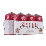 Świeca słupek DONAU HOME Spiced Christmas, 40x70mm, 4 szt., ciastka korzenne, czerwony