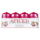 Świeca słupek DONAU HOME Spiced Christmas, 40x70mm, 4 szt., pomarańcza z goździkami, czerwony