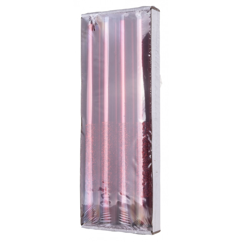 Świeca stołowa DONAU HOME Onyx, 22x250mm, 4 szt., czerwony