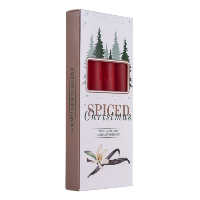 Świeca stołowa DONAU HOME Spiced Christmas, 20x170mm, 4 szt., wanilia, czerwony