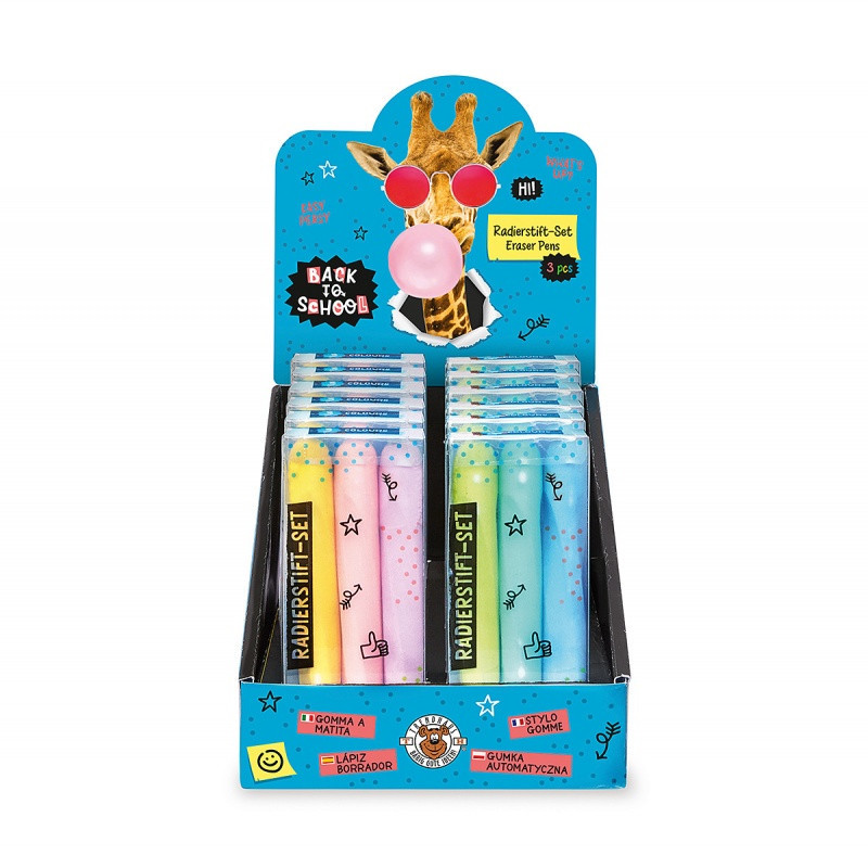 Gumki do ścierania Twist TRENDHAUS BTS, zestaw 3 szt., mix kolorów