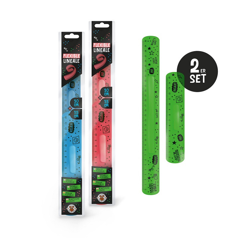 Zestaw linijek elastycznych TRENDHAUS BTS, 15 cm i 30 cm, mix kolorów