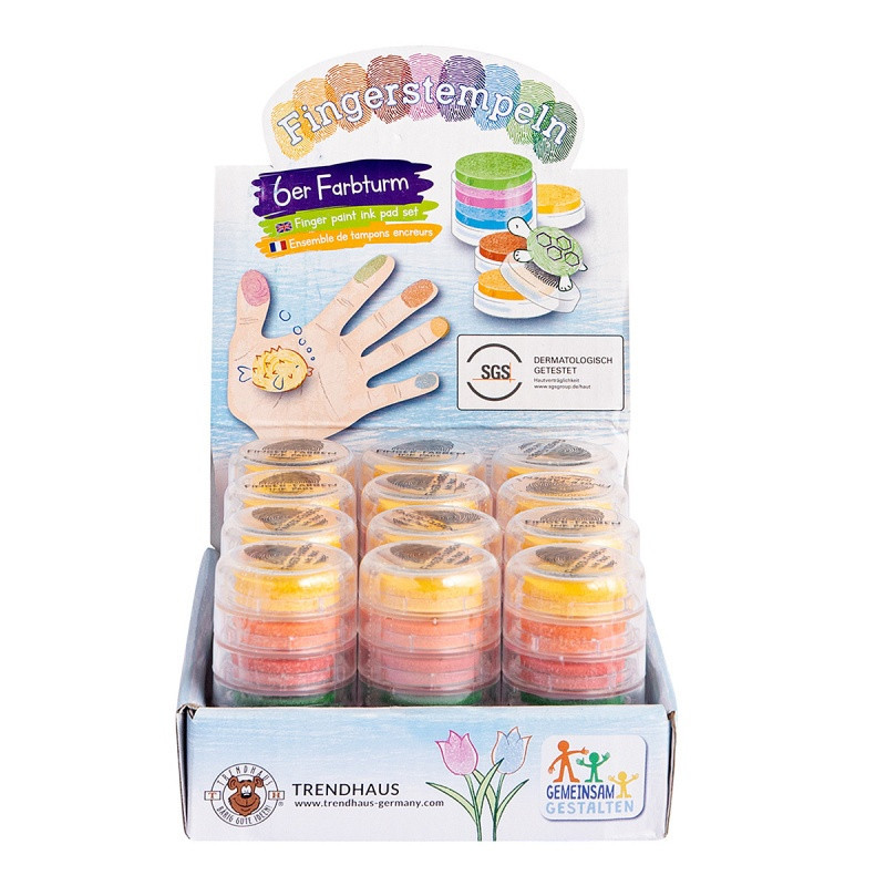 Farby do stemplowania palcami TRENDHAUS T, 6 szt., mix kolorów