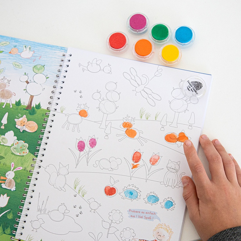 Farby do stemplowania palcami TRENDHAUS T, 6 szt., mix kolorów