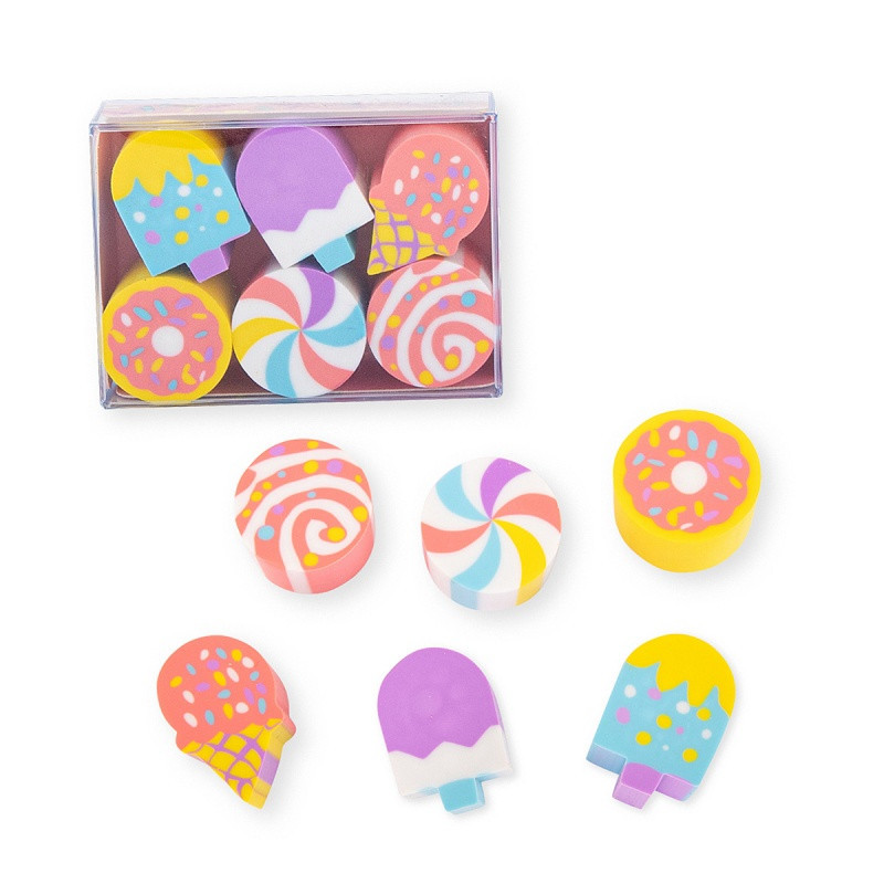 Gumki jednorożec i cukierki TRENDHAUS ER, zestaw 6 sztuk, mix kolorów