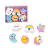 Gumki jednorożec i cukierki TRENDHAUS ER, zestaw 6 sztuk, mix kolorów