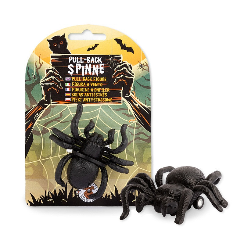 Nakręcany pająk TRENDHAUS ZZ, 6,5 × 6,5 cm, czarny