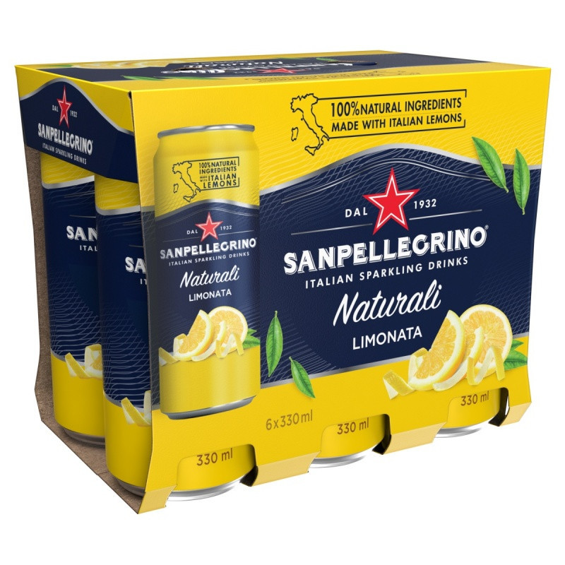Limonata SANPELLEGRINO, delikatny gaz, puszka, 0,33l