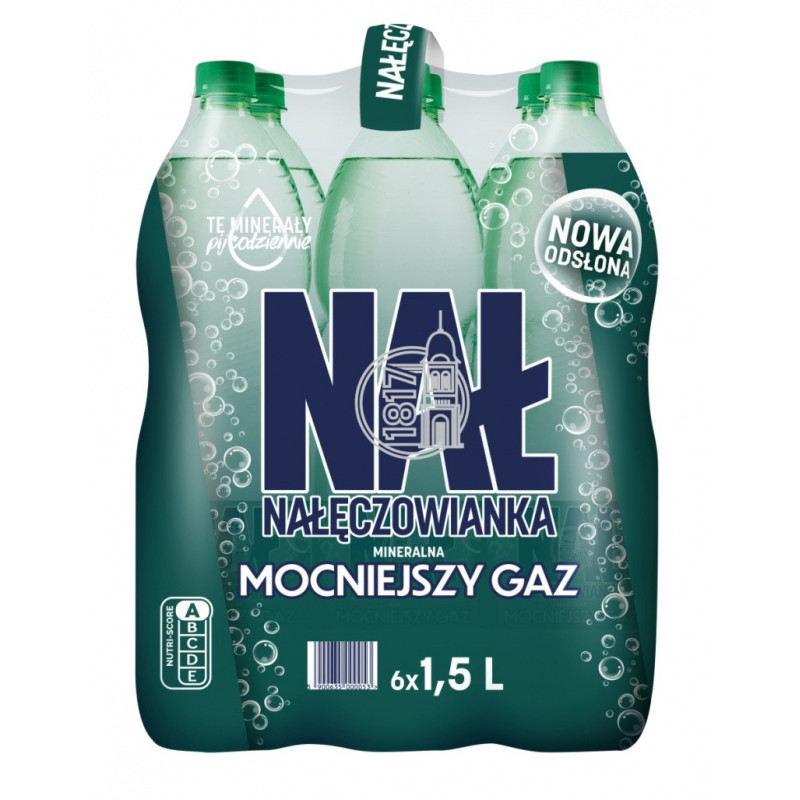 Woda mineralna NAŁĘCZOWIANKA, mocny gaz, 1,5l