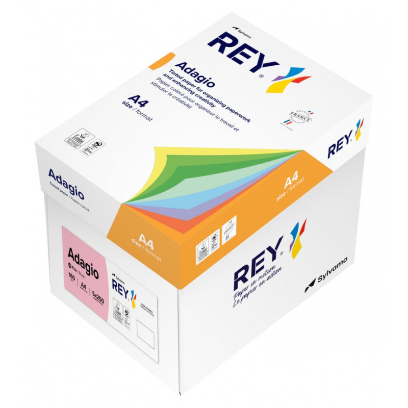 Papier ksero REY ADAGIO, A4, 160gsm, 89 różowy pastel *RYADA160X475 R100, 250 ark.